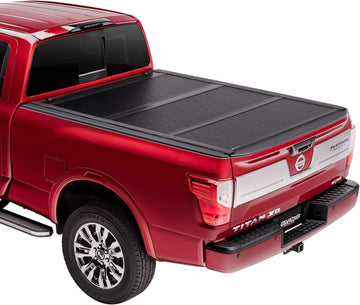 UnderCover Flex Hard Folding Truck Bed Tonneau Cover | FX51013 | fits 2016-2019 Nissan Titan 5.5ft Short Bed Crew 5.5' Bed w/ Track System
