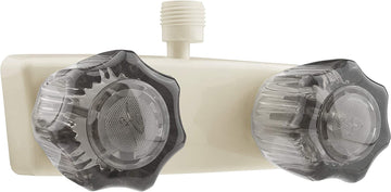 Dura Faucet (DF-SA100S-BQ) RV Shower Faucet Valve Diverter with with Smoked Acrylic Knobs (Bisque Parchment)