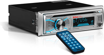 BOSS Audio Systems MR508UABS Marine Stereo Single Din, Bluetooth, CD/MP3/WMA/USB AM/FM Radio, Weatherproof SILVER NO DETACHABLE FACE
