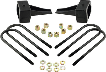 Pro Comp Suspension 62246 Level Lift Block With U-Bolt Kit Rear Lift Height 4 Inch Incl. 2 Rear Lift Blocks 4 U-Bolts Eight Thick Flat Washers Eight U-Bolt Nuts Level Lift Block With U-Bolt Kit