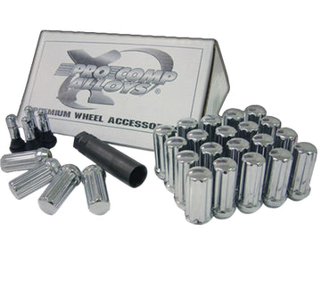 Pro Comp Wheels 26104 Lug Nut Kit Incl. Lug Socket/4 Chrome Valve Stems Size 24x14x2mm Heat Treated Lug Nut Kit