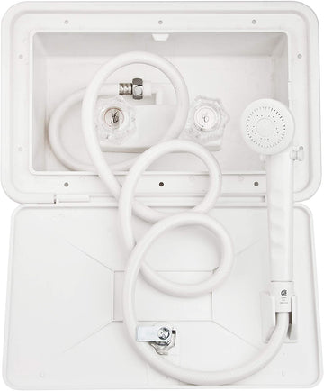 Dura Faucet (DF-SA170-WT) RV Exterior Shower Box Kit with Lock (White)