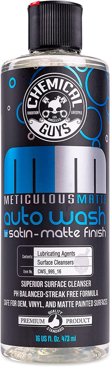 Chemical Guys CWS_995_16 Meticulous Matte Car Wash Soap (For Foam Cannons, Foam Guns or Bucket Washes) Safe for Satin & Matte Finish Paint, 16 oz, Fruity Bubble Gum Scent