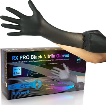 Raxwell Black Nitrile Disposable Gloves, Latex Free Disposable Gloves Food Grade, Mechanic Gloves 6.5mil, Cooking BBQ Gloves XX-Large 90 Count