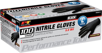 Performance Tool W89012 Black Large Nitrile Gloves 100pc Black Nitrile Gloves Large