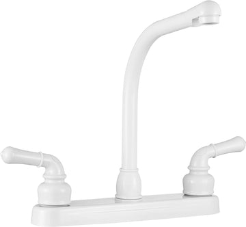 Dura Faucet (DF-PK210C-WT) Hi-Rise RV Kitchen Faucet with Classical Levers (White)