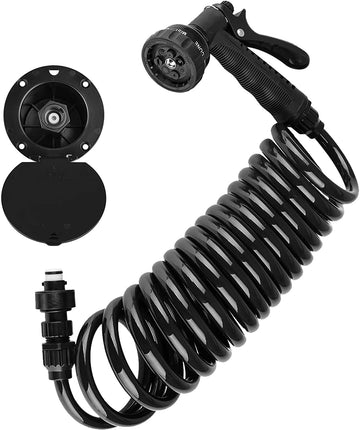Dura Faucet (DF-SA188-BK) RV Exterior Quick Connect Sprayer, Hose, and Utility Spray Dock Kit (Black)
