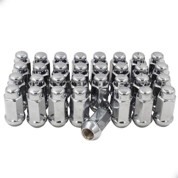 Wheel Accessories Parts 32 PC Chrome Bulge Acorn Lug Nut M14 X 2.0 Thread 1.90" Long Wheel Lug Nuts for Trucks 19mm(3/4") Hex 14x2.0 (32, M14 X 2.0, Chrome) 32 M14 X 2.0