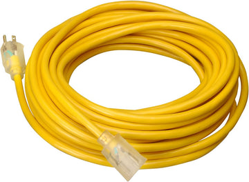 Coleman Cable 02689 10/3 Vinyl Outdoor Extension Cord with Lighted End, 100-foot