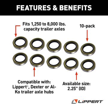 Lippert 333963 RV and Trailer Axle Grease Seal 5200LB - 8000LB 2.25