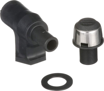 Attwood 1674-6 90 Degree P-Trap Fuel Tank Vent Standard Mount - 5/8-Inch Black with stainless steel trim cover