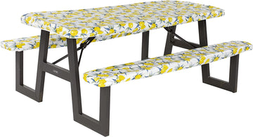 Lippert 2022107834 3 Pc Picnic Table Cover Set - Lemon Toss Print
