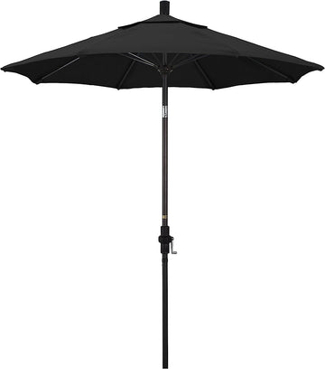 California Umbrella GSCUF758117-5408 7.5' Round Aluminum Pole Fiberglass Rib Market Umbrella, Sunbrella Black