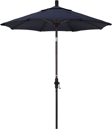 California Umbrella GSCUF758117-5439 7.5' Round Aluminum Pole Fiberglass Rib Market Umbrella, Sunbrella Navy