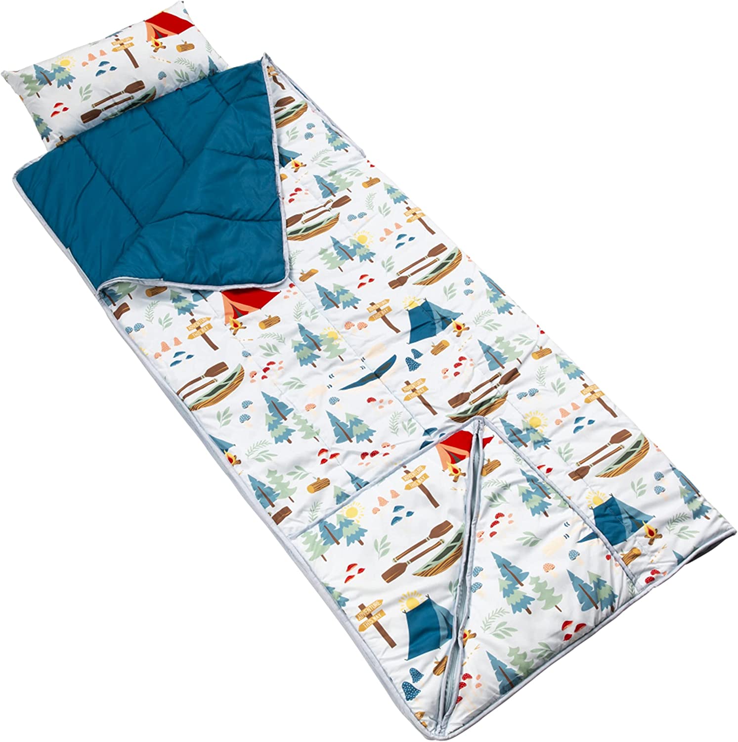 Lippert 2022107838 Thomas Payne Kids Sleeping Bag with Pillow - Campsite Print