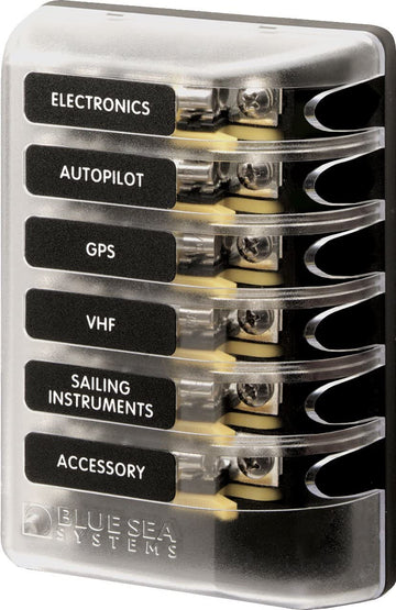 Blue Sea 5018 ST Glass Fuse Block w/out Negative Bus