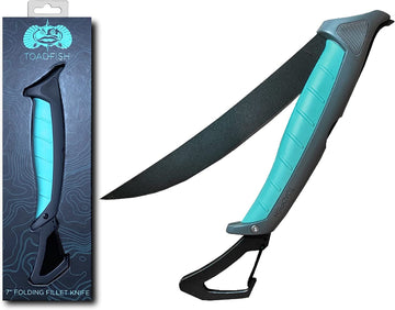 Toadfish Stowaway Fillet Knife, 8.5'' Razor Sharp Stainless-Steel Blade, Built-In Carabiner and Sheath, Non-Slip Handle 8.5"