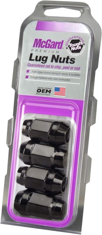 Mcgard 64074 Chrome/Black, M14 x 1.5 Thread Size) Bulge Cone Seat Style Lug Nut, Set of 4) Black