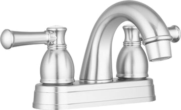 Dura Faucet (DF-PL620L-SN) RV Designer Two Handle Arc Spout Bathroom Faucet (Brushed Satin Nickel)