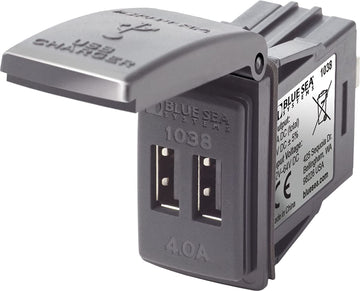 Blue Sea Systems 48V 4A Contura Switch Mount Dual USB Charger, 1038
