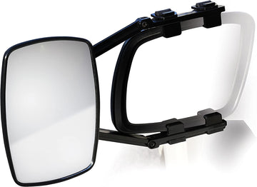 Camco Clamp-On Towing Mirror - Securely Clamps onto Your Vehicle's Mirror to Increase Visibility While Towing (25650) , Black Single View Mirror