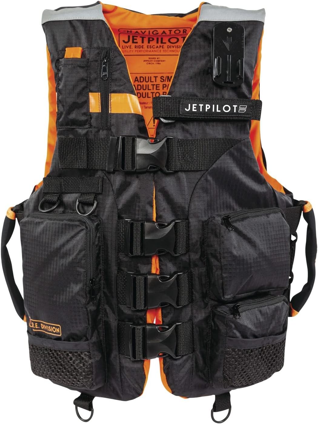 Jet Pilot L.R.E. Navigator Nylon CGA Vest Black/Orange Apparel JP22102BLKORGLXL