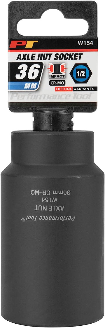 PERFORMANCE TOOL W154 Wilmar 36 mm FWD Axle Nut Socket CrMo 36mm FWD Axle Nut Skt Chr-Moly
