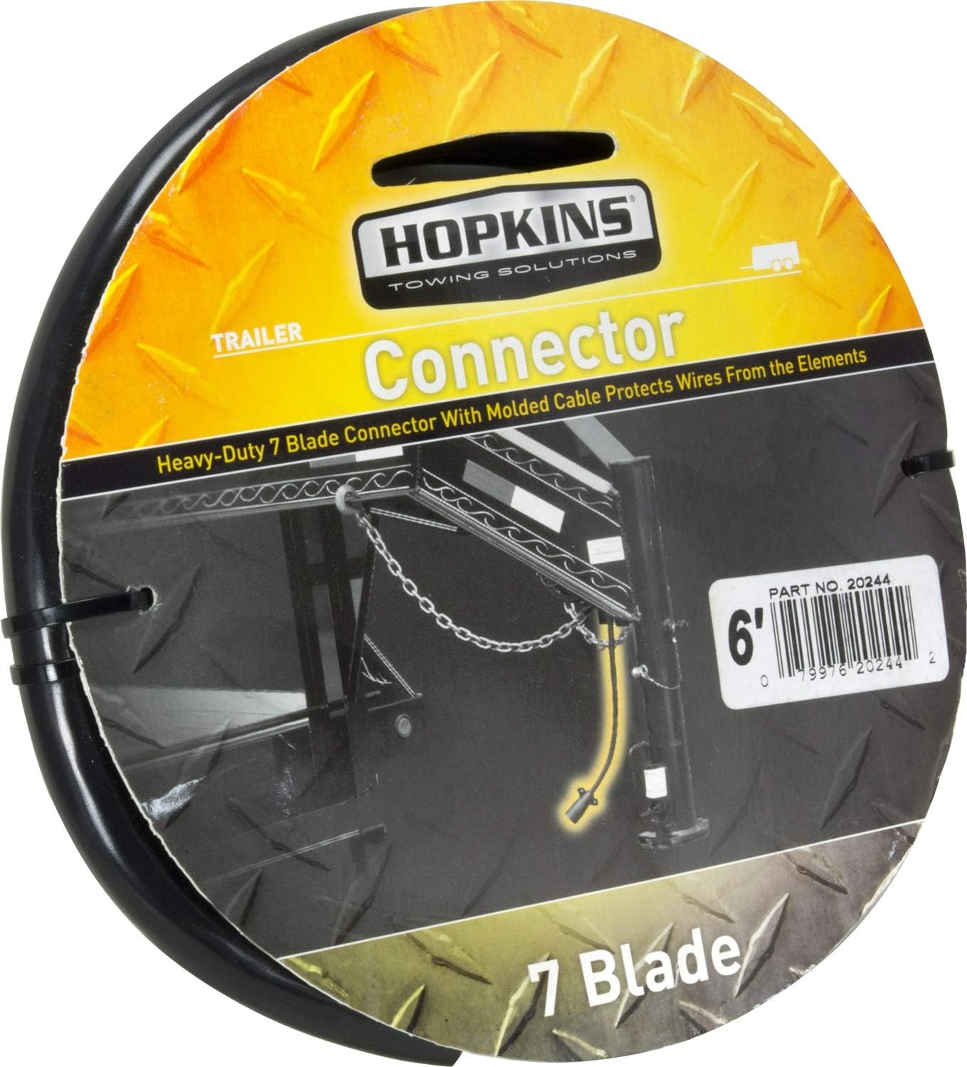 Hopkins 20244 6' 7 RV Blade Molded Trailer Cable with Cardboard Wrap Package