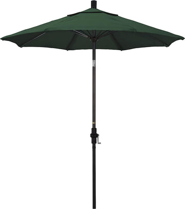California Umbrella GSCUF758117-5446 7.5' Round Pole Fiberglass Rib Market Umbrella, Sunbrella Forest Green