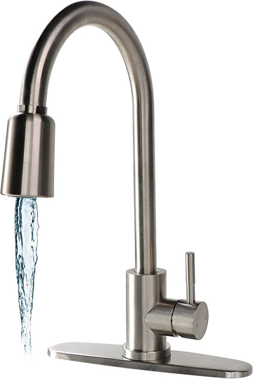 Empire Faucet Touchless Kitchen Faucet - Silver Steel High-Arc Motion Sensor Kitchen Faucet with Optional Deck Plate