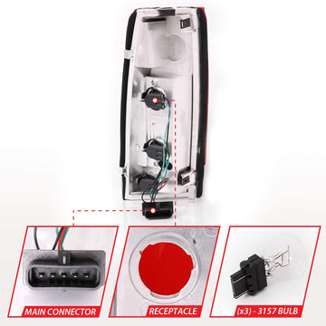 AnzoUSA 211140 Cadillac/Chevrolet/GMC Red/Clear G5 Tail Light Assembly - (Sold in Pairs)