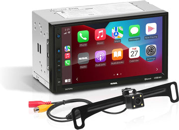 Sound Storm Laboratories DD7CPA-C Car Audio Stereo – Apple CarPlay Android Auto, Double Din 7 Inch Touchscreen, Bluetooth Audio & Calling Head Unit, No CD DVD Player, Radio Receiver, Backup Camera 7 inch + Camera