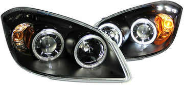 AnzoUSA 121344 Black Clear Projector Halo Headlight with LED for Chevrolet Cobalt - (Sold in Pairs)