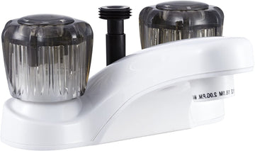 Dura Faucet (DF-PL720S-WT) RV Bathroom Faucet with Smoked Acrylic Knobs and Shower Hose Diverter (White)