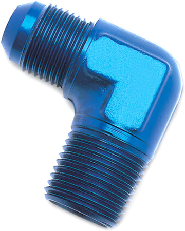 Edelbrock/Russell 660820 Blue Anodized Aluminum -6AN 90-Degree Flare to 1/4" Pipe Adapter Fitting