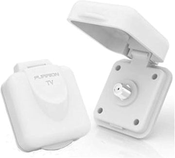 Furrion Mini TV/SAT Inlet Square with F-Type Connector for Coaxial Cable Feed; Marine Grade Weatherproof Sealing (White) - FTVINB-PS