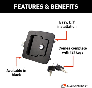 Lippert Components 346693 Standard Baggage Door Latch ONLY; Black