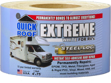 Cofair UBE475 Quick Roof Extreme with Steel-Loc Adhesive, White for RVs - 4" x 75'