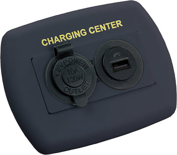 JR Products 15095 Black 12V USB Charging Center