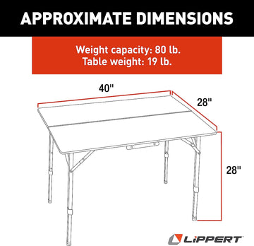 Lippert Bi-Fold Bamboo Adjustable Table for Camping
