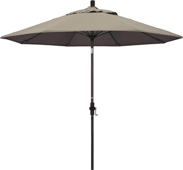 California Umbrella GSCUF908117-5461 9' Round Aluminum Pole Fiberglass Rib Market Umbrella, Sunbrella Taupe