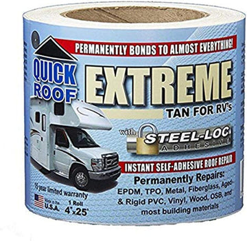 Cofair T-UBE425 Quick Roof Extreme with Steel-Loc Adhesive, Tan for RVs - 4" x 25'