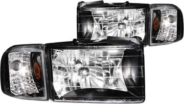 Anzo USA 111067 Dodge Ram Crystal Black with Corner Headlight Assembly - (Sold in Pairs)