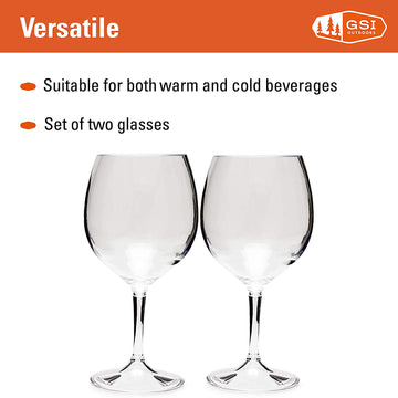 GSI Outdoors Nesting Red Wine Glass Set for Compact Storage and Comfortable Drinking, 15 fl. oz, 79312