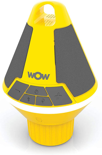 Wow World of Watersports Sound Buoy Bluetooth Speaker, Yellow Bluetooth Speaker with LED Lights and Cup Holder, 19-9000