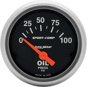 Auto Meter 3327 Sport-Compact Short Sweep Electric Oil Pressure Gauge