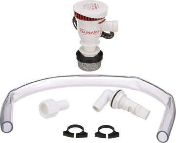 Attwood 4253-7 T-500 Tsunami Recirq Aerator Kit, for Livewell Water, 500 GPH, Aerator Spray Head, Stainless Steel Strainer