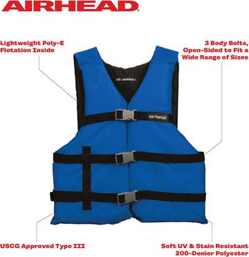 Airhead Adult Universal Nylon Life Vest with Open Sides Blue LG/2XL