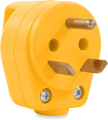 Camco 55283 30 AMP Mini Replacement Male Plug with PowerGrip Handle 30A Male Mini
