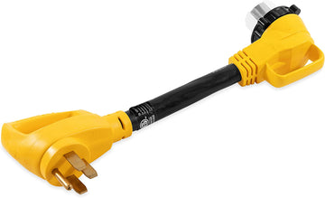 Camco 55562 18" 50 AMP Standard Male / 50 AMP 90 Degree Locking Female PowerGrip Adapter